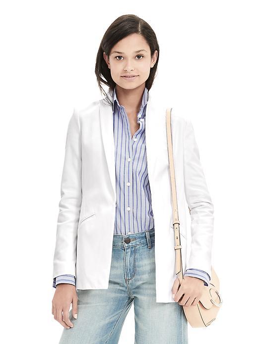 Banana Republic Pique Blazer Size 0 Petite - White