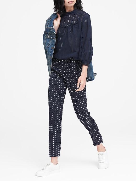 Banana Republic Womens Avery Straight-fit Polka Dot Ankle Pant Navy Polka Dot Size 10