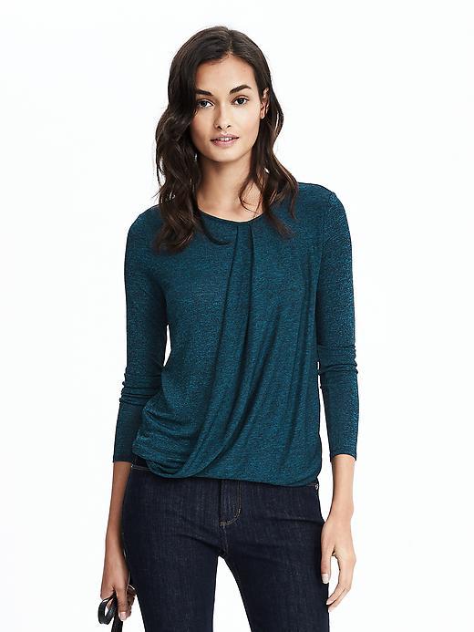 Banana Republic Womens Draped Jersey Top Size L - Turquoise Ocean