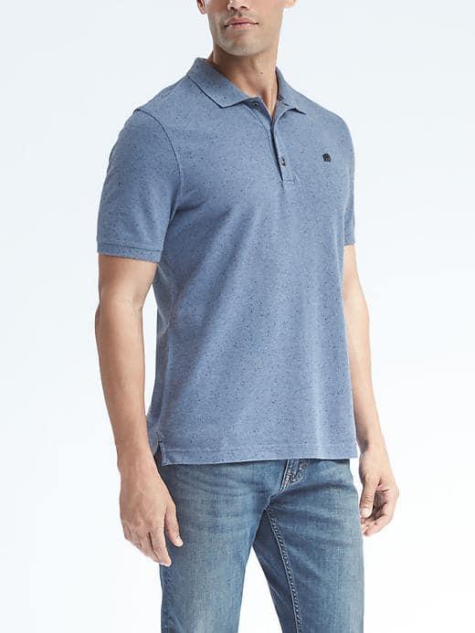 Banana Republic Mens Neps Signature Pique Polo - Cascade Blue