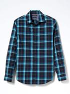 Banana Republic Mens Camden Fit Custom Wash Blue Plaid Shirt - Winter Blues