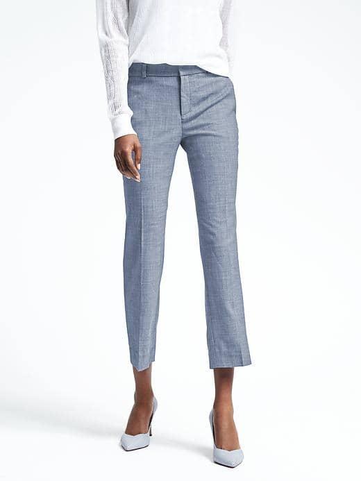 Banana Republic Avery Fit Heather Blue Crop - Medium Blue Heather