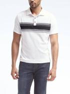 Banana Republic Mens Stripe Terry Polo - White