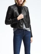 Banana Republic Womens Black Leather Moto Jacket - Black