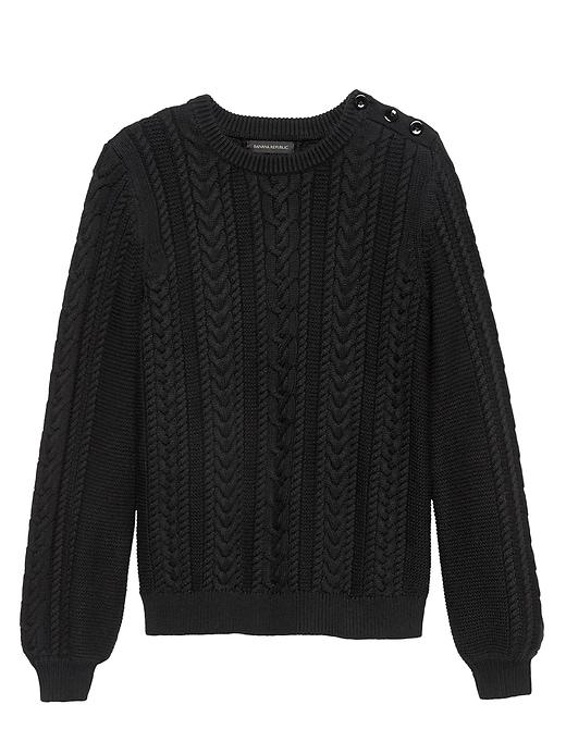 Banana Republic Womens Cotton-blend Cable-knit Sweater Black Size Xs