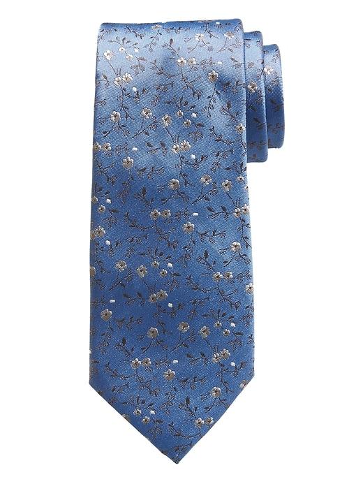 Banana Republic Mens Micro Floral Nanotex Tie Blue Oxford Size One Size