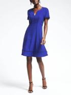 Banana Republic Womens Embroidered Trim Fit And Flare Dress - Royal Blue