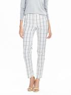 Banana Republic Womens Ryan Fit Windowpane Slim Straight Pant Size 0 Regular - White Print