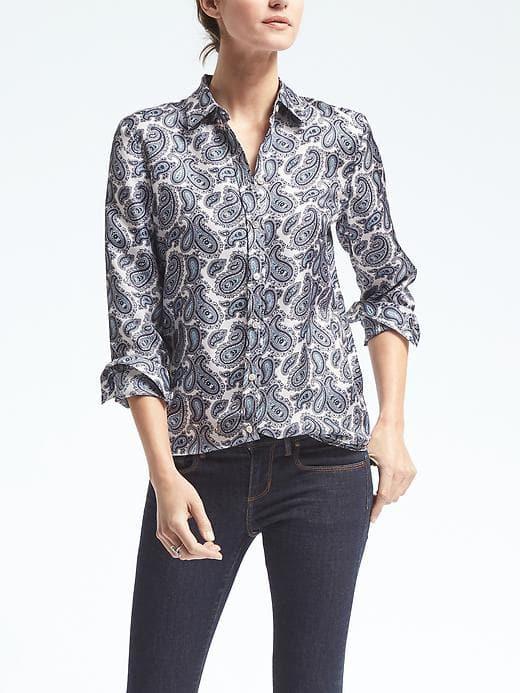 Banana Republic Dillon Fit Paisley Blouse - White