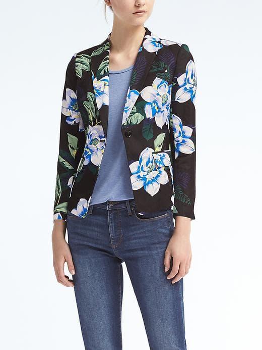 Banana Republic Womens Floral Blazer - Black