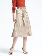 Banana Republic Womens Button Front Midi Skirt - Oyster