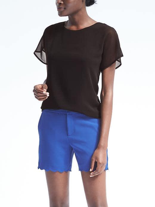 Banana Republic Sheer Sleeve Overlay Top - Black