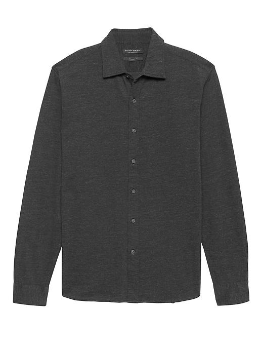 Banana Republic Mens Grant Slim-fit Performance Knit Textured Shirt Black Size S