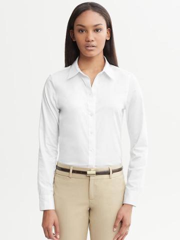Banana Republic Women's White Fitted Non-iron Shirt - White