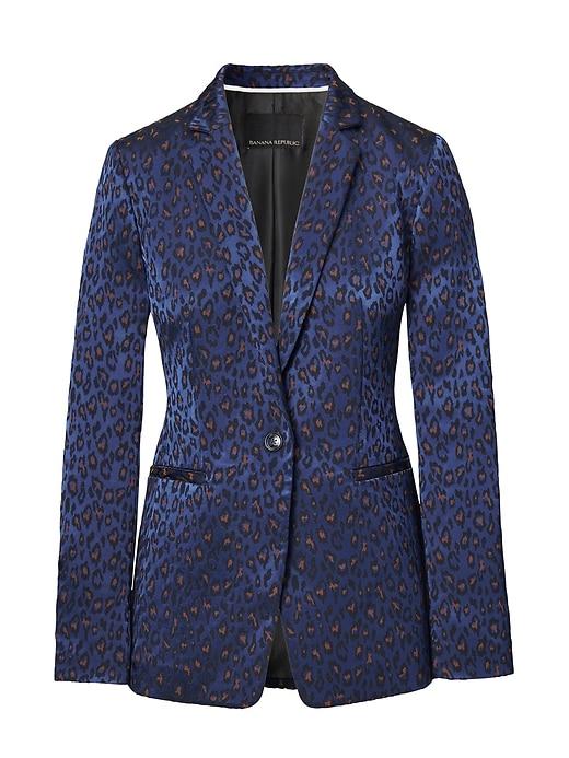 Banana Republic Boyfriend Fit Leopard Print Blazer - Blue Print