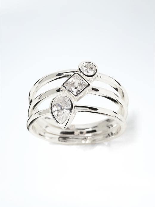 Banana Republic Delicate Mixed Shapes Stack Ring - Silver