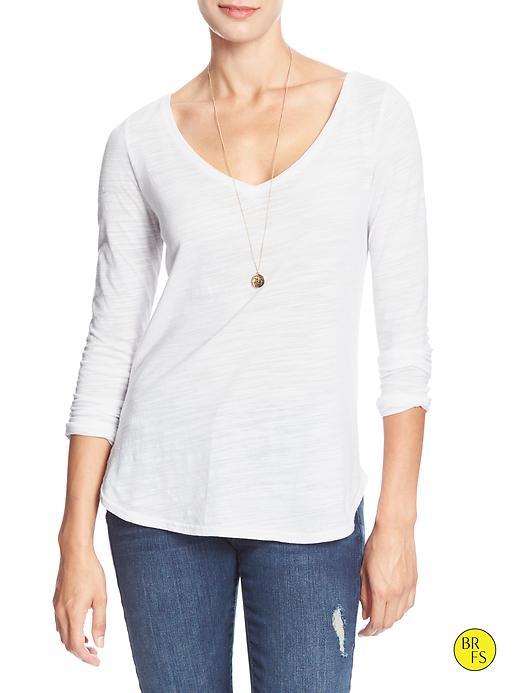 Banana Republic Womens Factory Long Sleeve Slub Tee Size L - White