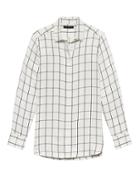 Banana Republic Womens Parker Tunic-fit Windowpane Plaid Shirt White Size Xs