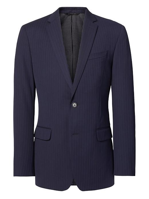 Banana Republic Mens Slim Navy Pinstripe Wool Suit Jacket Navy Size 44