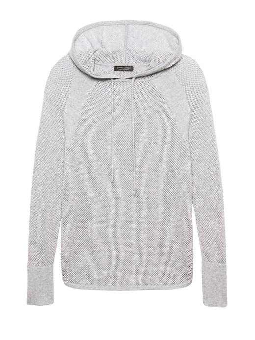 Banana Republic Womens Cashmere Mesh-knit Sweater Hoodie Heather Gray Size Xs