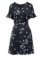 Banana Republic Womens Floral Flutter Sleeve Fit-and-flare Dress Floral Size 12