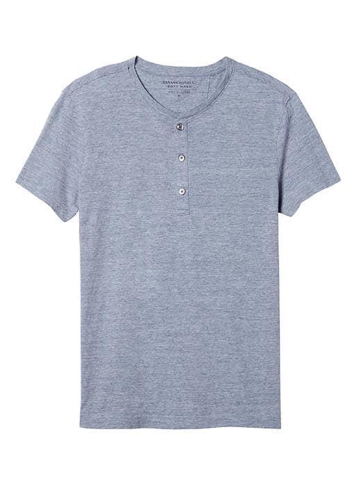 Banana Republic Mens Short Sleeve Soft Wash Henley - Navy