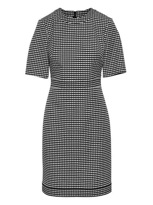 Banana Republic Womens Gingham Bi-stretch Sheath Dress Black & White Gingham Size 0