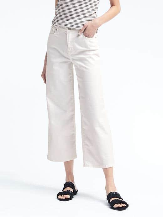 Banana Republic Womens Stay White Wide Leg Crop Jean - Lily