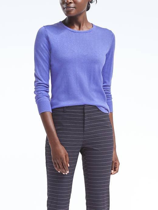 Banana Republic Womens Silk Cashmere Pullover Crew - Periwinkle