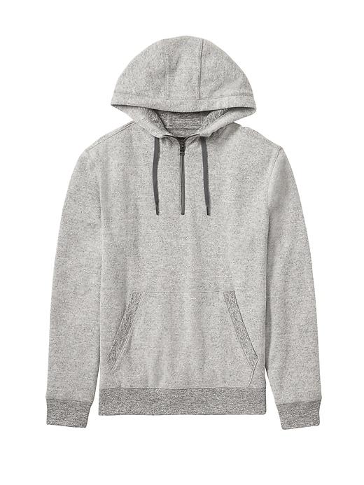 Banana Republic Mens Brushed Thermal Half-zip Hoodie Gray Size L