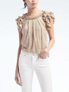 Banana Republic Womens Snake Print Box Pleat Top - Taupe