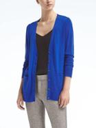 Banana Republic Womens Washable Merino Boyfriend Cardigan - Royal Blue