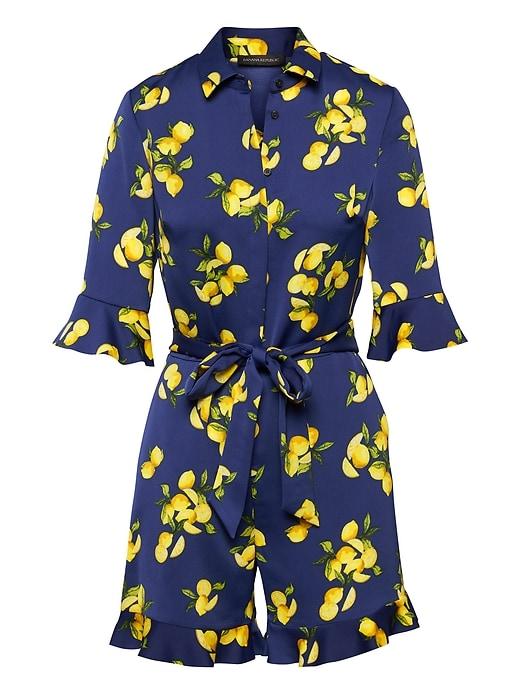 Banana Republic Womens Lemon Print Ruffle-cuff Romper Print Size 4
