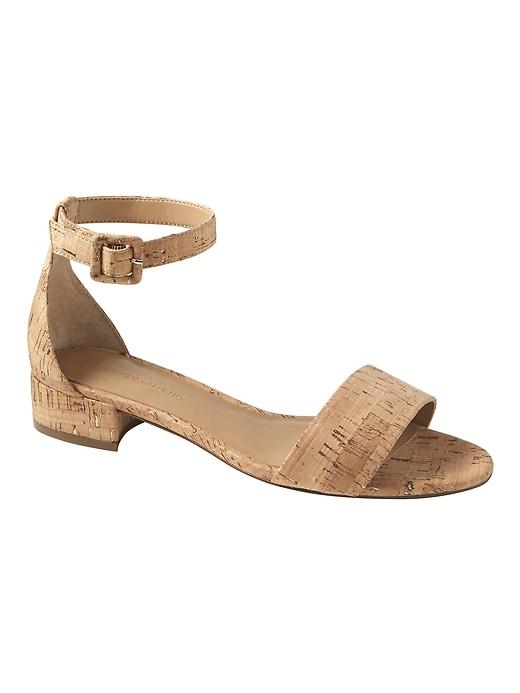 Banana Republic Womens Low Heel Sandal Natural Cork With Rose Gold Size 6 1/2