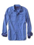 Banana Republic Mens Tailored Slim Fit Garment Dyed Shirt Size L - Cascade Blue
