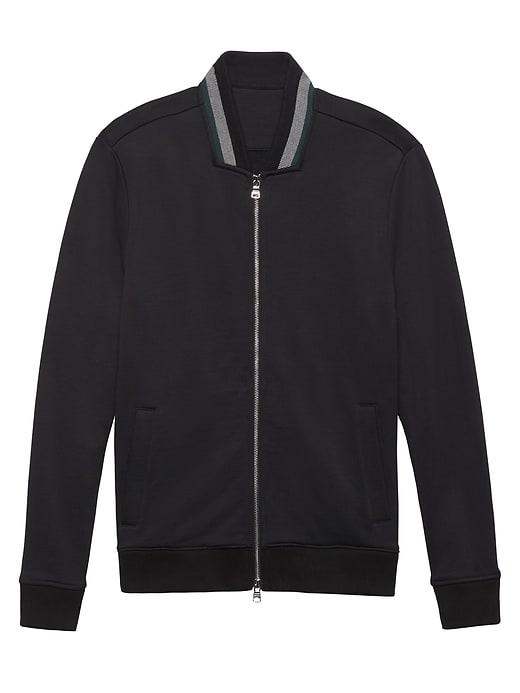 Banana Republic Mens French Terry Bomber Jacket Black Size Xl