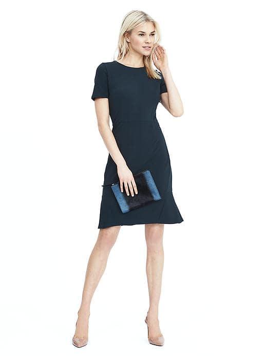 Banana Republic Womens Flounce Knit Dress - Wisps Of Teal
