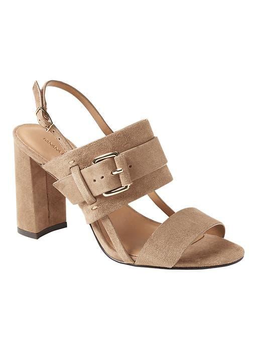 Banana Republic Double Strap Buckle High Heel Sandal - Tobacco
