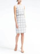 Banana Republic Womens Plaid Tiered Sheath Dress - White
