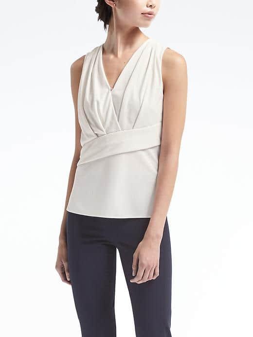 Banana Republic Womens Crossfront Draped Shell - White