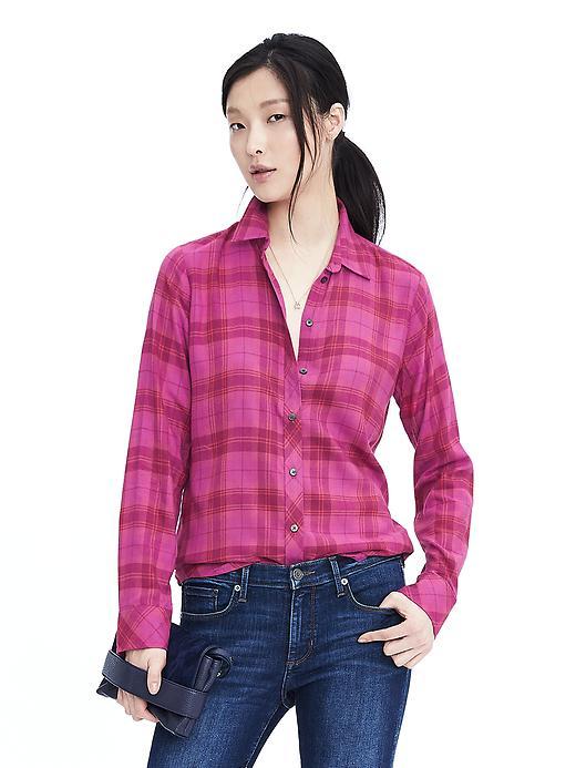 Banana Republic Dillon Fit Flannel Shirt - Pop Pink