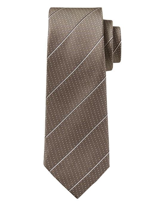 Banana Republic Mens Refined Stripe Dot Nanotex Tie Deep Taupe Size One Size