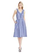 Banana Republic Womens Ruffle Neck Vee Dress Size 0 - Wild Blue