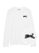 Banana Republic Mens Vintage 100% Cotton Long-sleeve Patch T-shirt Optic White Size Xxs