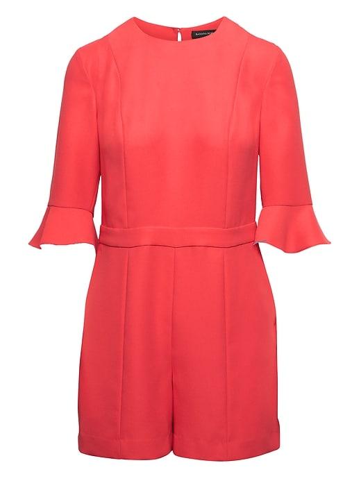 Banana Republic Womens Flounce-sleeve Romper Sea Coral Size 10
