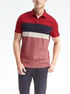 Banana Republic Mens Luxury Touch Chest Stripe Polo - Red