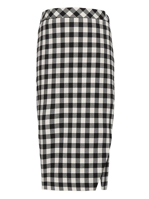 Banana Republic Womens Japan Online Exclusive Buffalo Plaid Wrap-effect Pencil Skirt Black & White Size 4