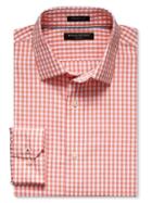 Banana Republic Mens Grant Fit Non Iron Gingham Shirt Size L Tall - Orange