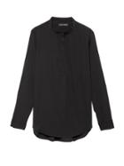 Banana Republic Womens Parker Tunic-fit Washable Stretch Silk Popover Shirt Black Size S
