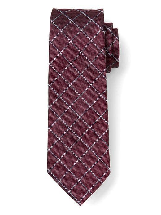 Banana Republic Single Check Nanotex Tie - Red